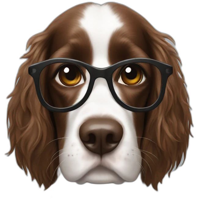 Springer spaniel and long hair woman with glasses  emoji
