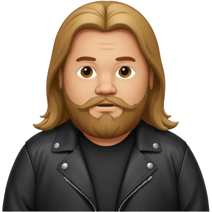 Long hair fat men with beard in leather jacket emoji