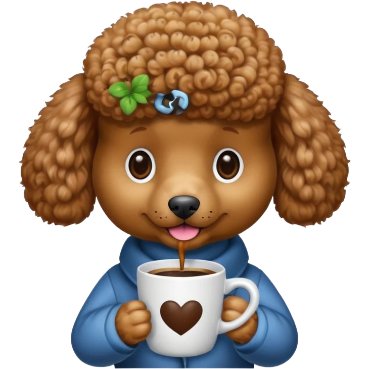Poodle with coffee emoji