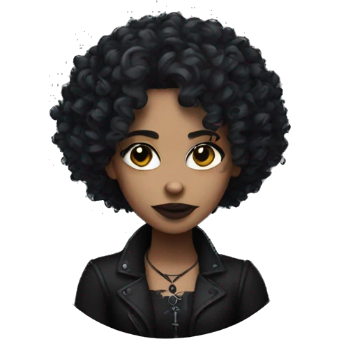 Goth woman with curly hair emoji