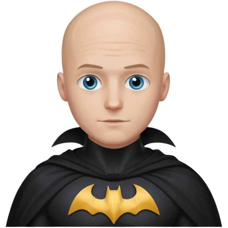 I Want a 25 years old man with glasses and blue eyes with no hair in a batman costume emoji