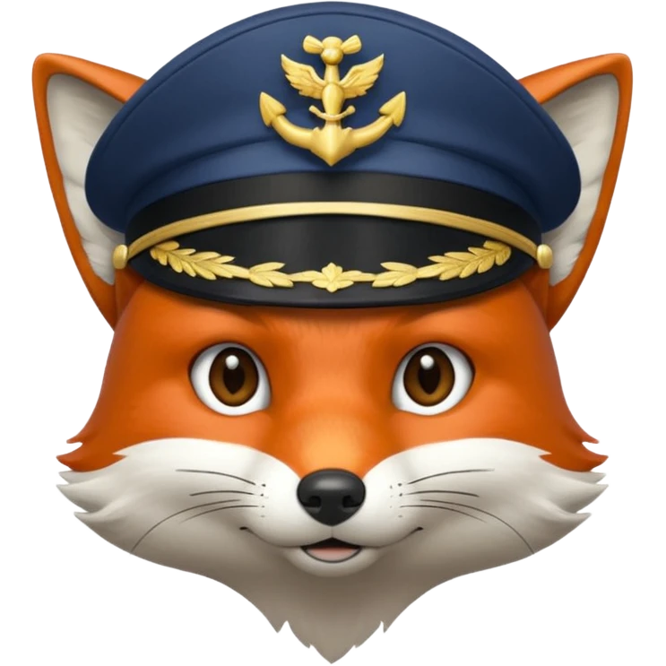 fox wearing a captain's hat emoji