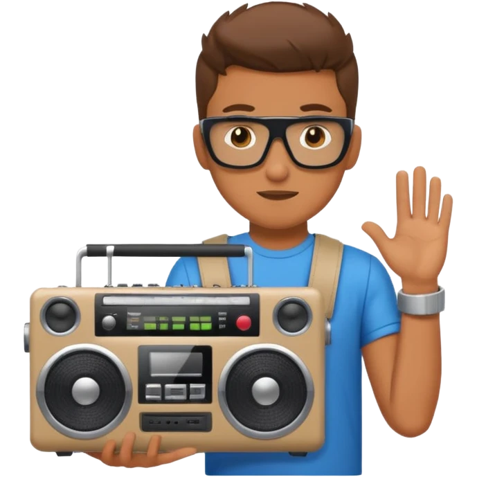 Man holding a boombox emoji