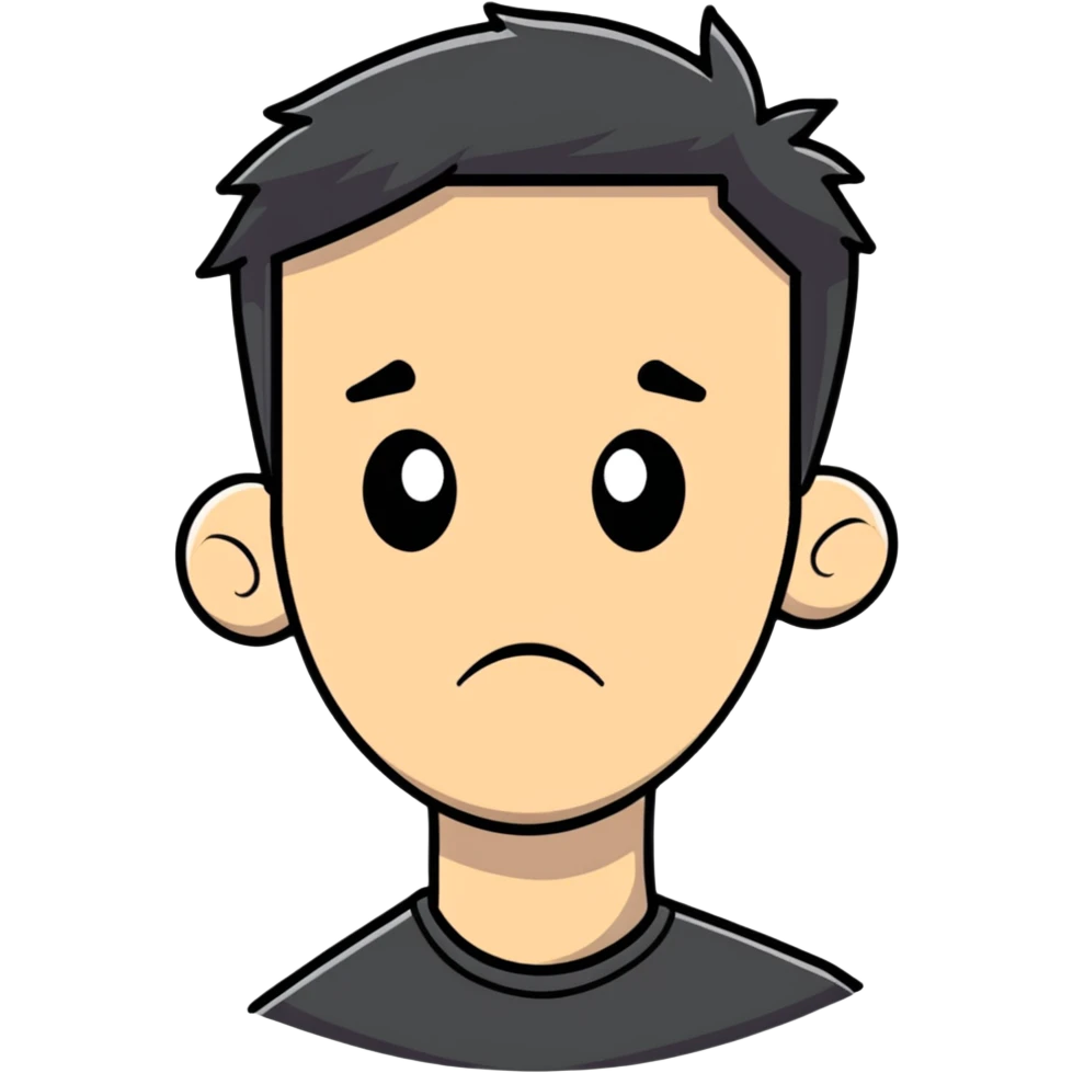 a man with a troubled look on his face, cartoonish sticker style emoji