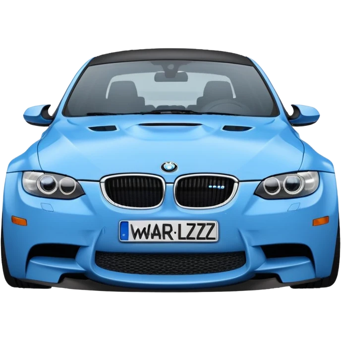 Make me an emoji with a blue bmw M3 and some kind of sign that says ‘W LZR’ emoji