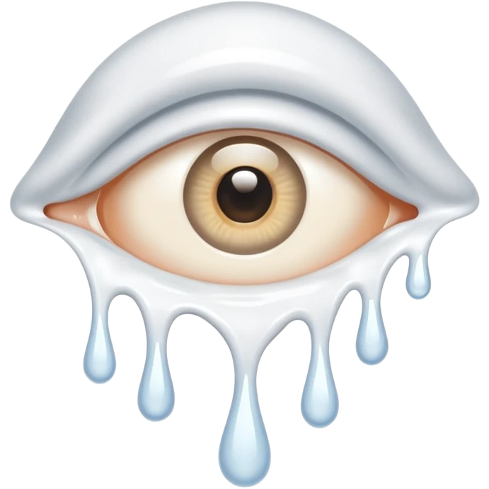 White liquid dripping from eye emoji