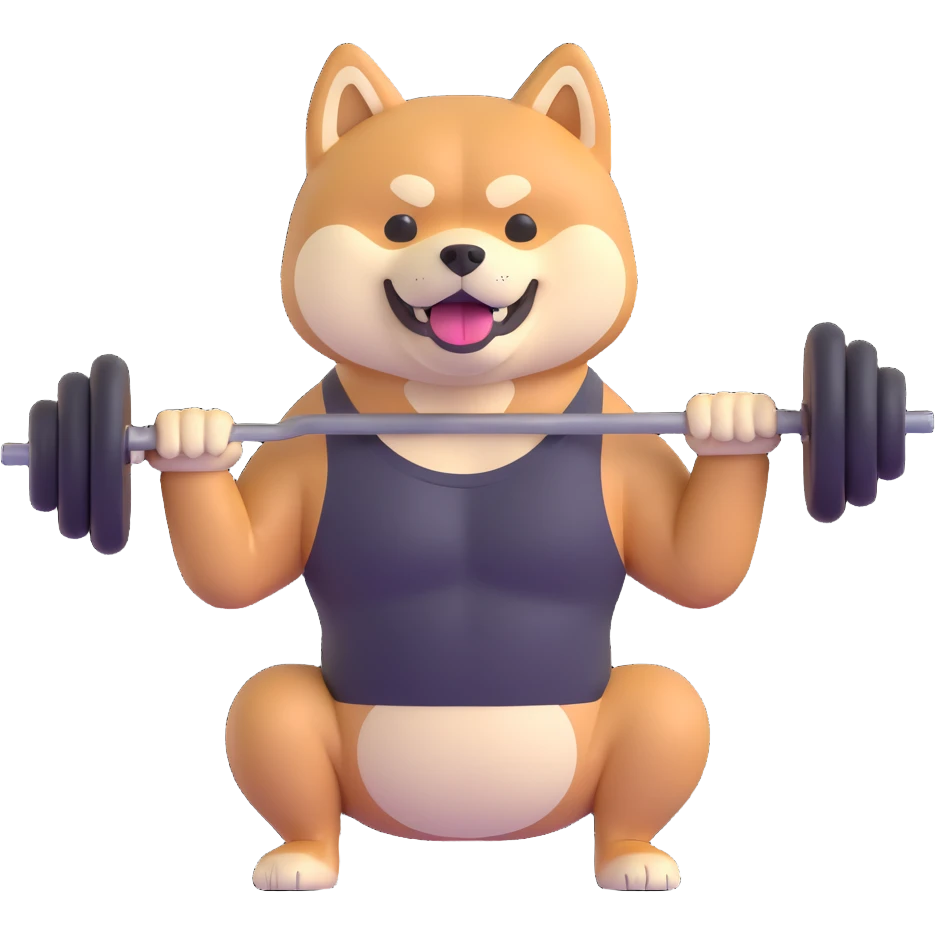 shiba inu lifting weights emoji