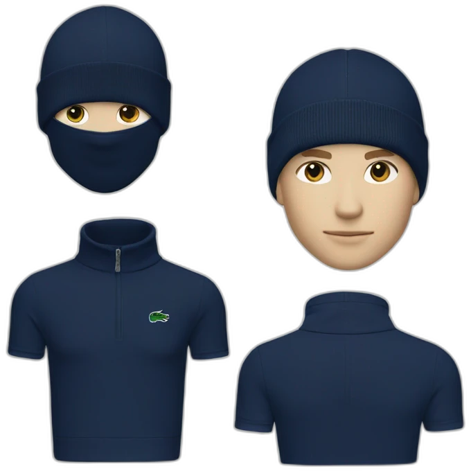 white boy lacoste balaclava with lacoste emoji