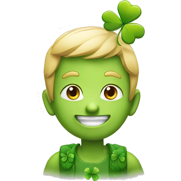 Mischievous farfadet with a four-leaf clover emoji