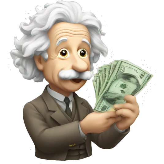 Albert Einstein holding money in his hand emoji