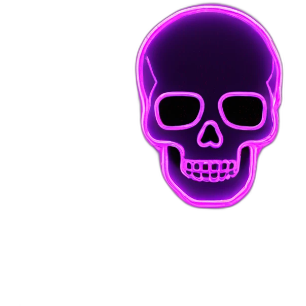 skull shape neon sign style emoji