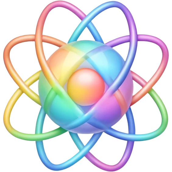 Pastel rainbow atom emoji