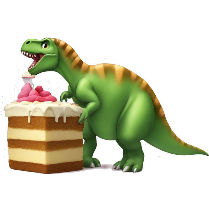 dinosaur eating cake emoji