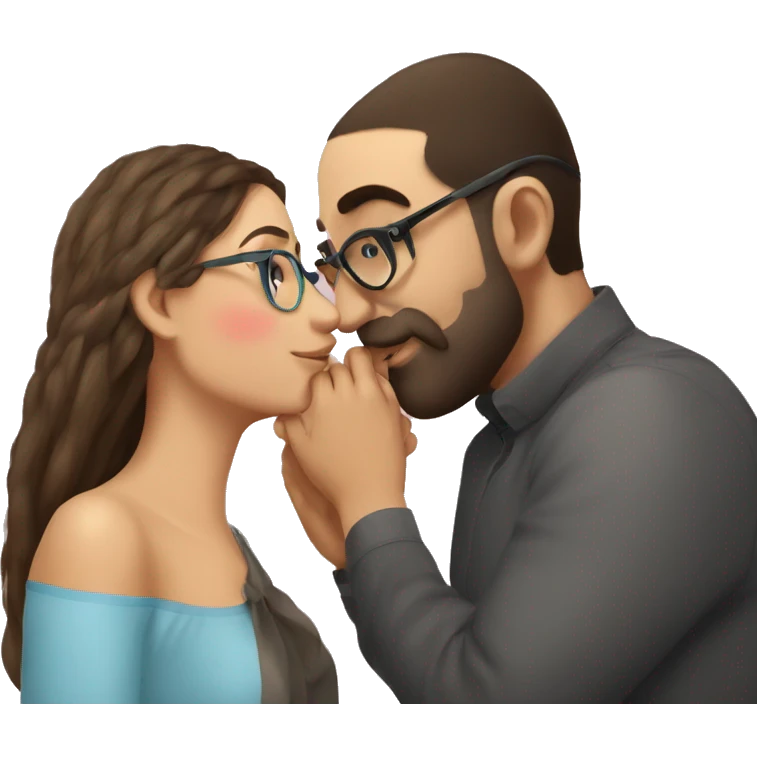 Armenian guy kisses Russian red had girl in glasses emoji
