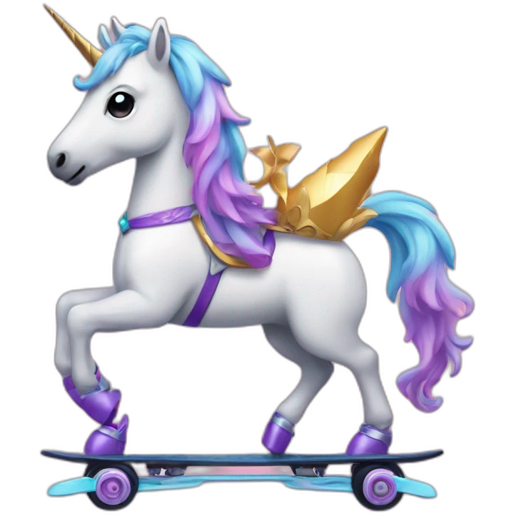Unicornio con corona y patines emoji