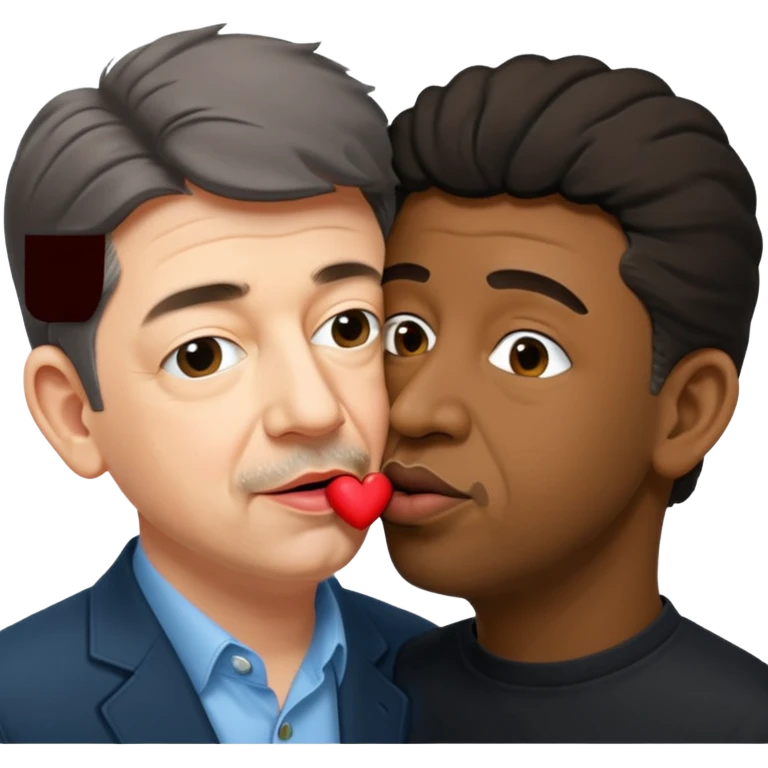 jean luc melenchon qui fait un bisous sur la bouche a une personne noir emoji