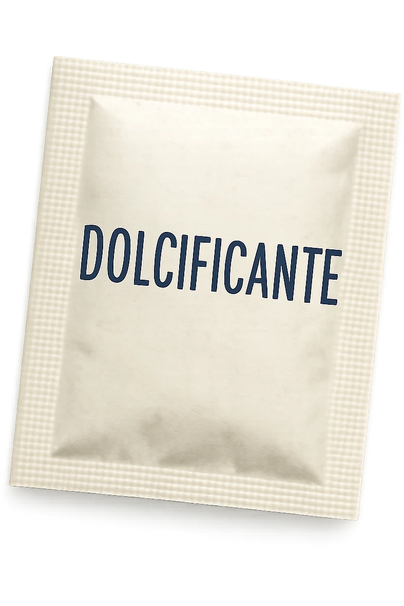 boccetta di dolcificante con la scritta "DOLCIFICANTE" SULL'ETICHETTA, ISOLATA SU SFONDO BIANCO emoji