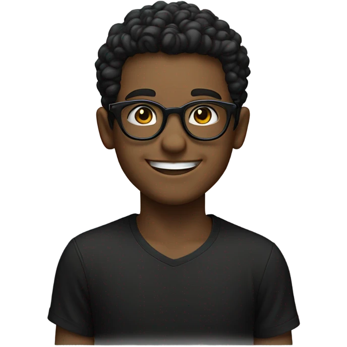 grinning boys in black shirts wearing black retro eyeglasses  emoji