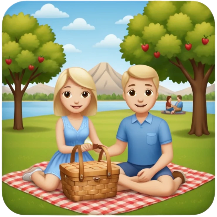 Couple + picnic basket, Park Visitors. emoji