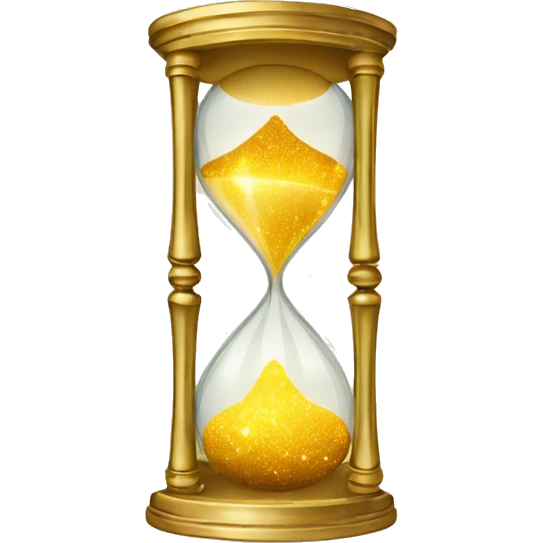 Gilded sparkling shimmering hourglass with nebula galaxy golden inside emoji