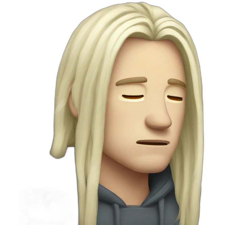 White guy long hair being tired and depressed because the weather sucks emoji