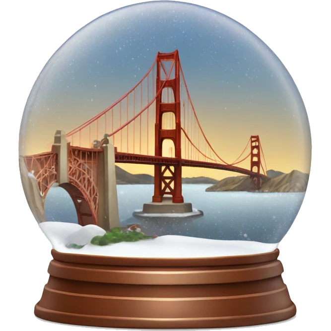 golden gate bridge snow globe, 4k, no background emoji