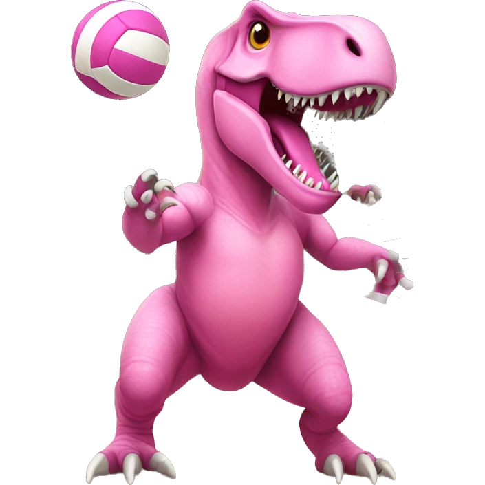pink t rex playing volleyball emoji