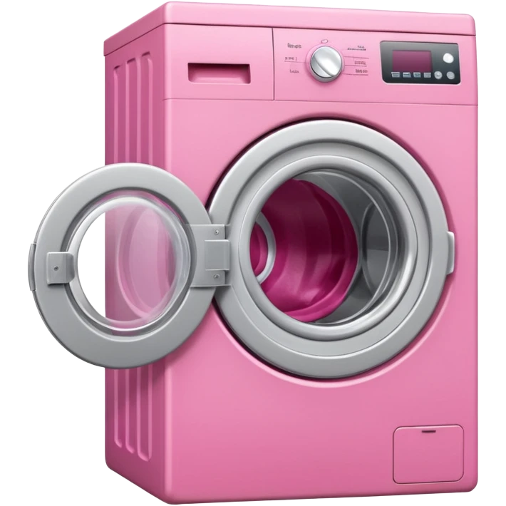 
pink washing machine mid-cycle with clothes tumbling inside emoji