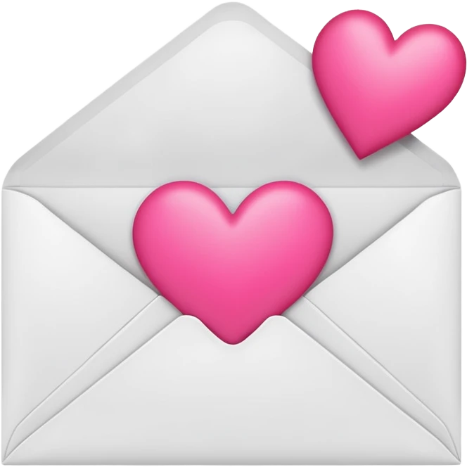 a white envelope featuring a bright pink heart in the center, on a solid light background emoji