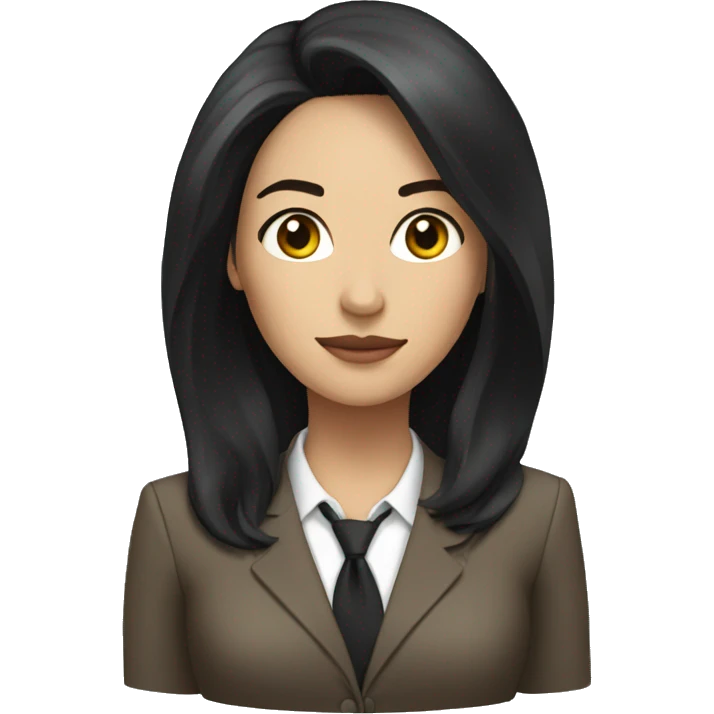 Female defense attorney with long black hair with brown suit emoji