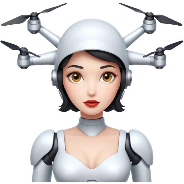Sexy blank face drone robot girl full body pinup pose emoji
