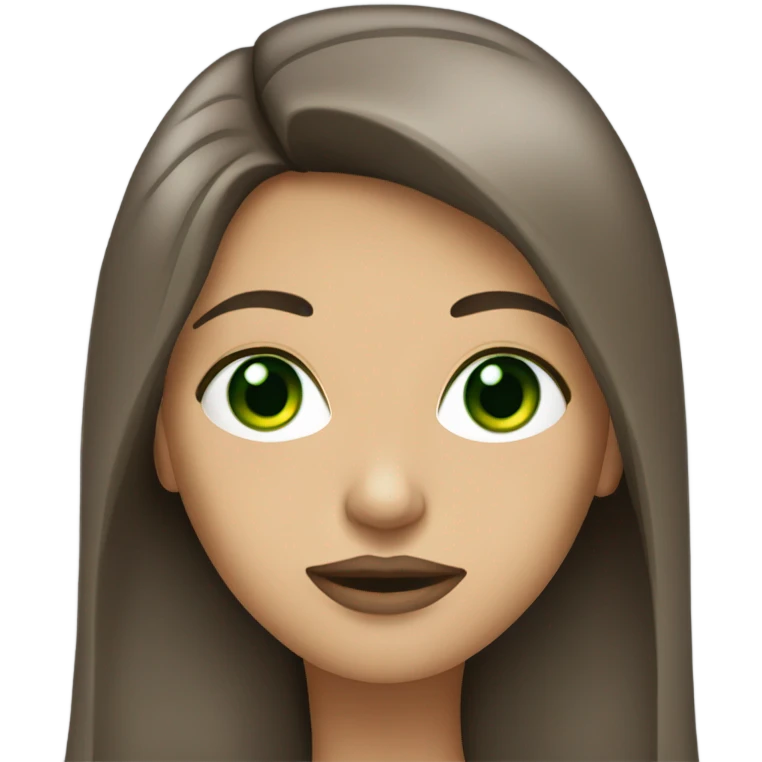 Long haired brunette with green eyes and lips zipped shut emoji