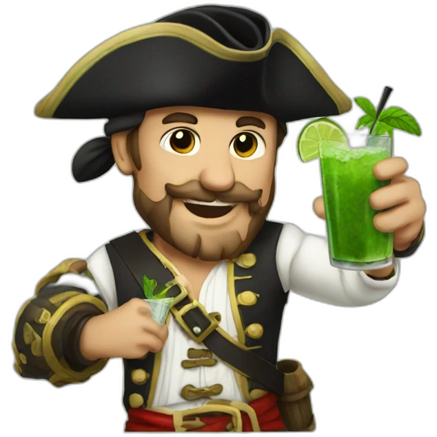 white pirate drinking mojito emoji