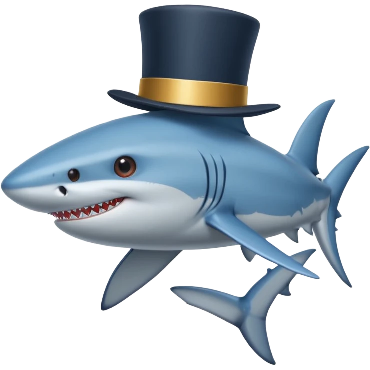 blue shark wearing a fancy top hat emoji