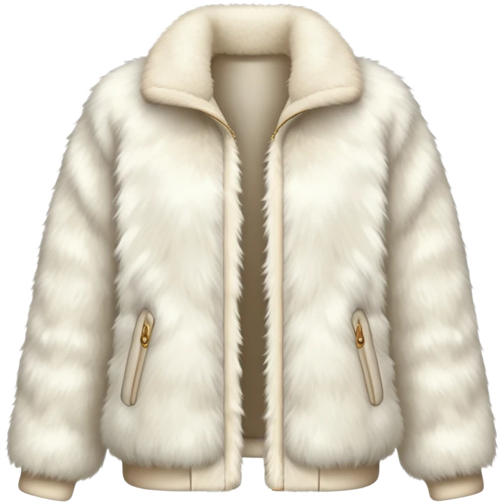 Realistic ivory faux fur jacket emoji