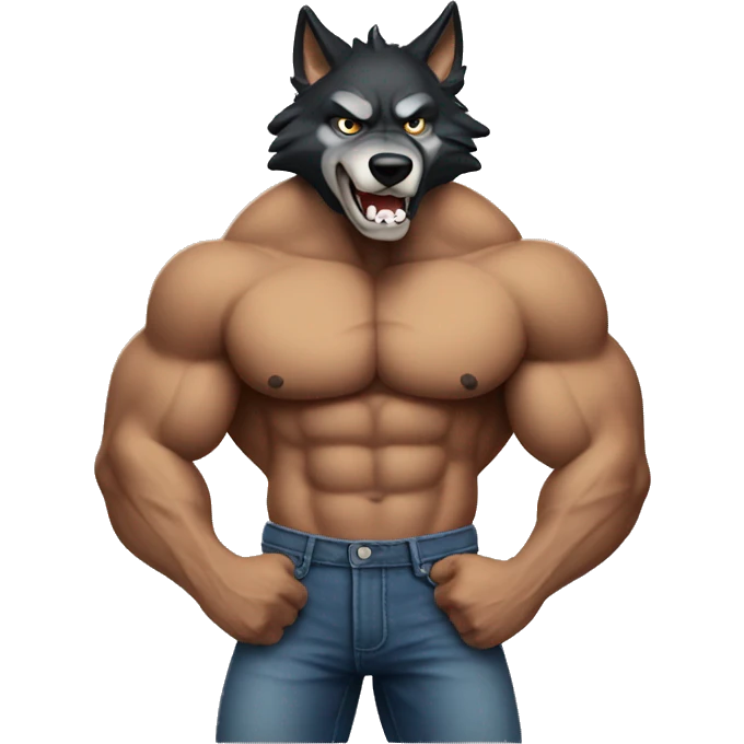 muscle wolf tearing off shirt emoji