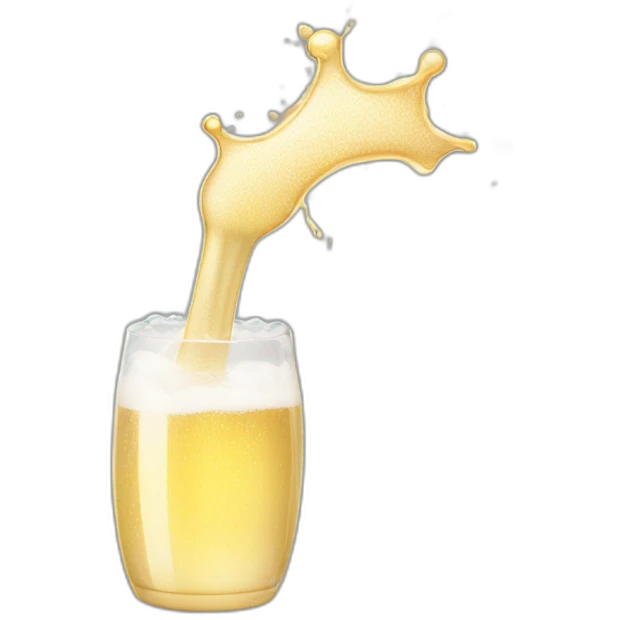 an  open Champagne bottle popping and dripping from the top with foam emoji