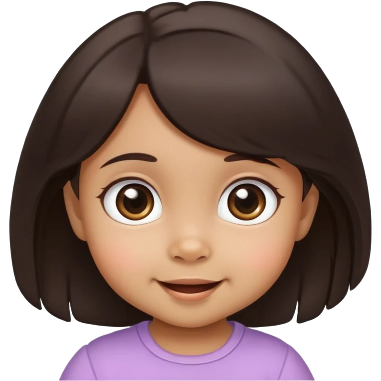 face of smiling baby girl with big eyes, medium skin tone, and dark hair emoji