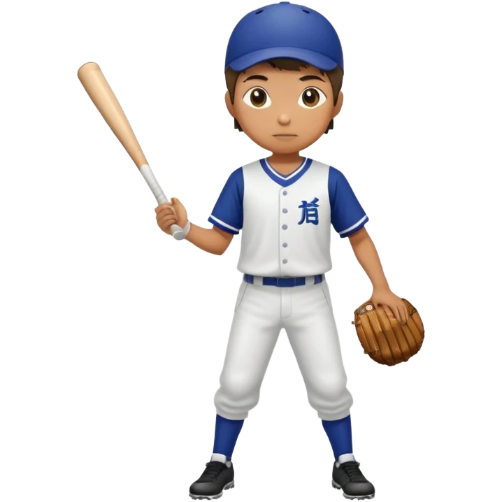 Japanese high school boy in gym uniform playing baseball emoji