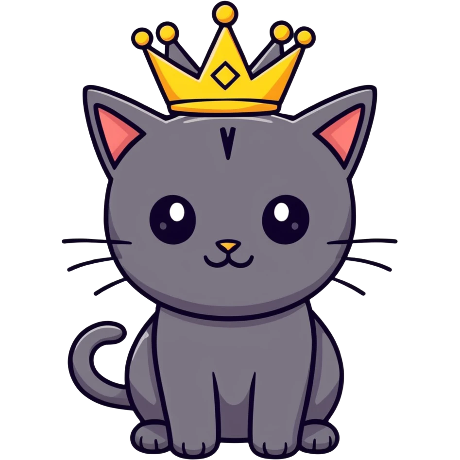 black cat with a crown emoji