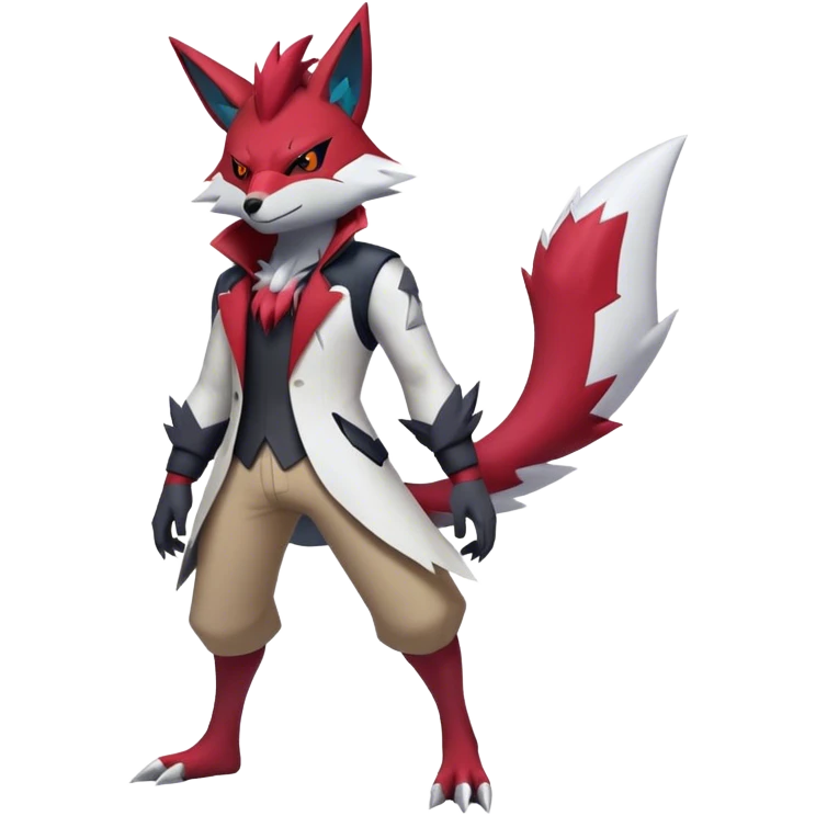 Edgy Cool Beautiful Zangoose-Zoroark, full body emoji