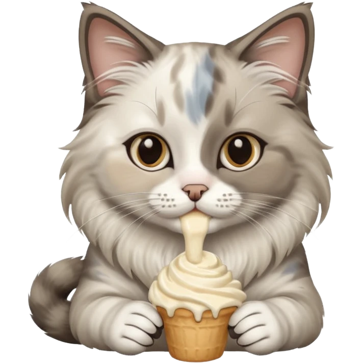 ragdoll cat eating emoji