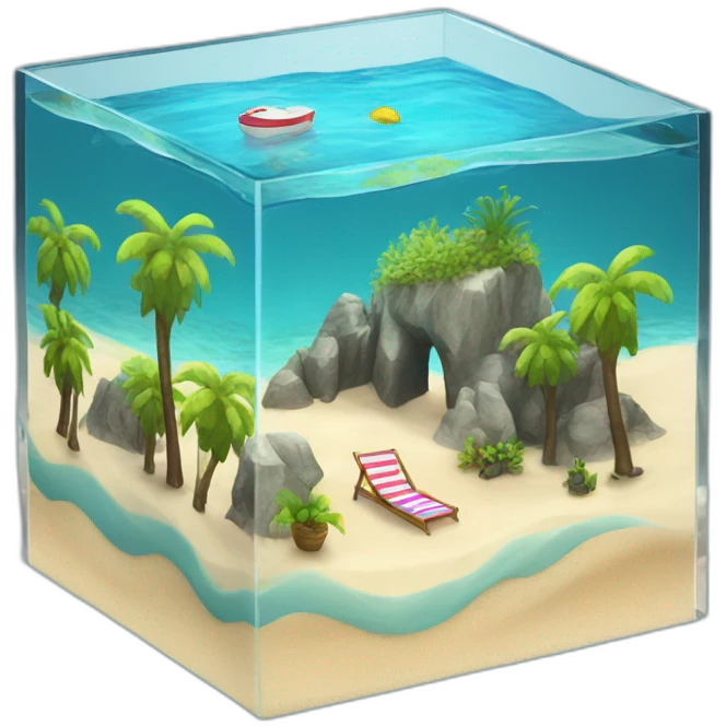 beach landscape on cube aquarium emoji