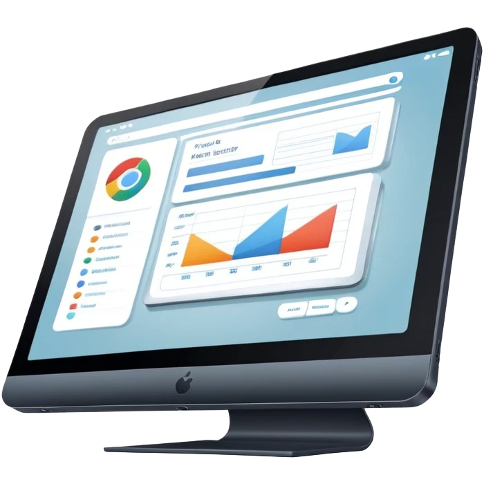 Create an emoji for UX/UI design. Show a monitor or tablet with a web interface mockup displayed on the screen. Use modern, professional colors. Do not include any emojis or smiley faces. Make the background transparent. emoji