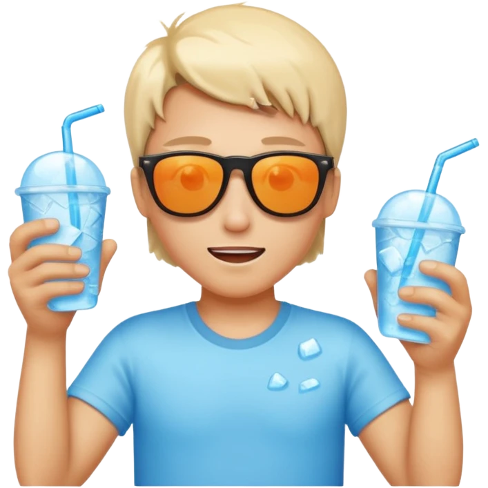 extremely hot summer day, 40 degrees Celsius, sweating, sun, sunglasses, ice, hot weather vibes emoji