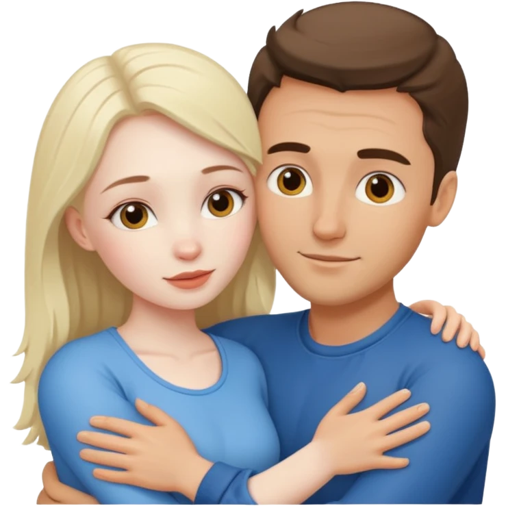 Ukraine girl hugging Switzerland guy emoji
