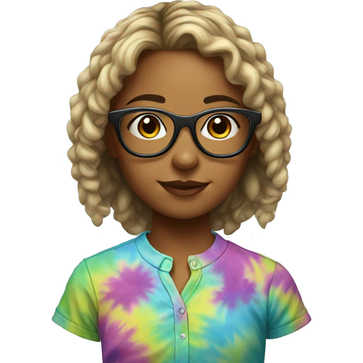 Young Garden girl with glasses and tie-dye shirt emoji