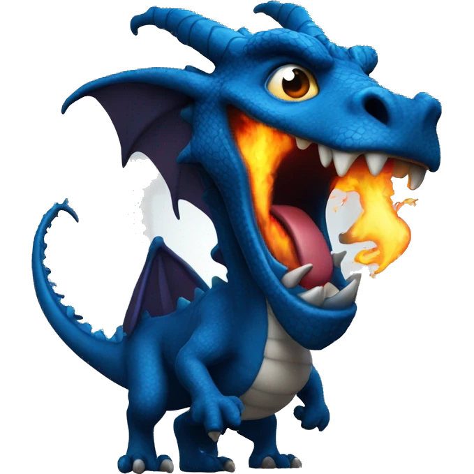 dark-blue dragon spitting fire emoji