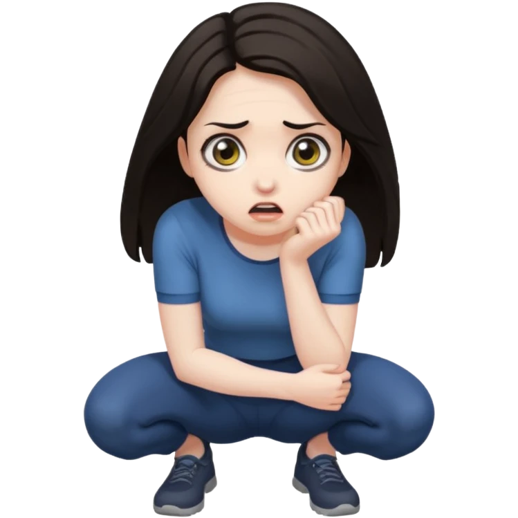 frightened woman crouching emoji