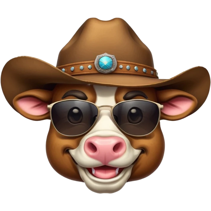 smiling bull head with dark sunglasses and cowboy hat emoji
